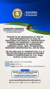Atiende a la aclaración del Honorable Diputado quien tiene la ponencia del respectivo Proyecto de Ordenanza.