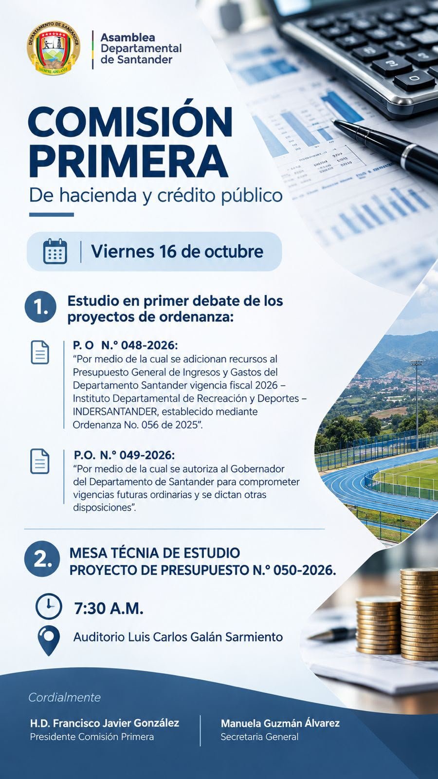 Afiche Comisión Primera de Hacienda y Crédito Público - 16 de octubre de 2026